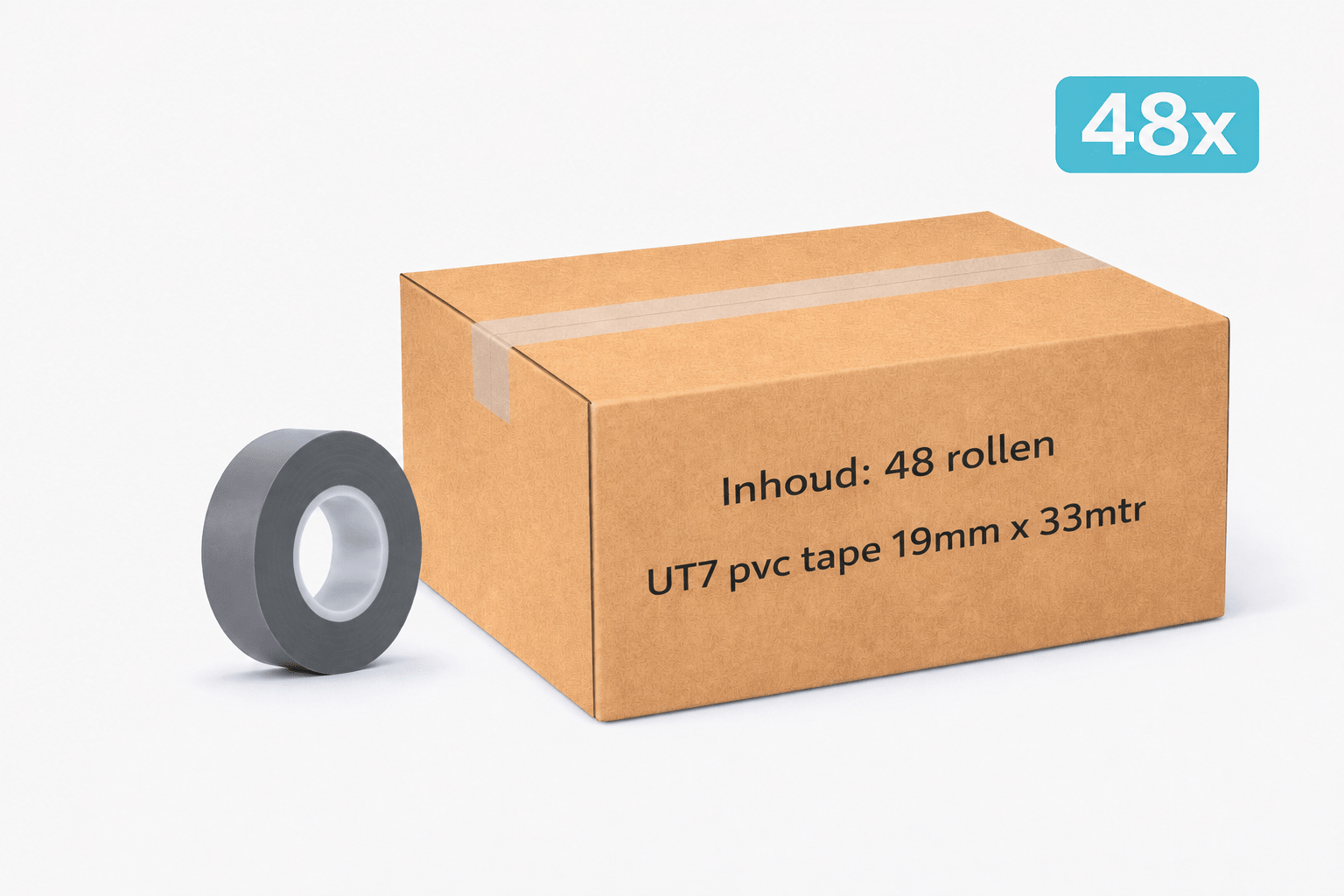 48x MegaTape UT7 PVC tape · 19 mm · grijs · 33 m rol - Megatape UT7 - 3BUTE