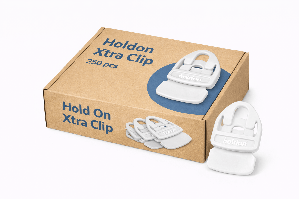 Holdon XTRA textielclip wit – doos met 250 textielclips en losse clips ervoor