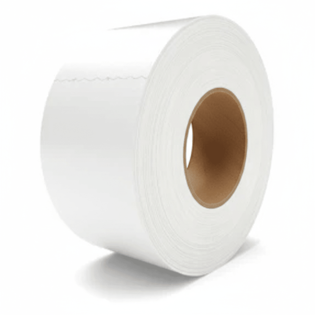MegaTape MCT 300 gaffa tape wit 75 mm – brede rol tape op kartonnen kern, staand