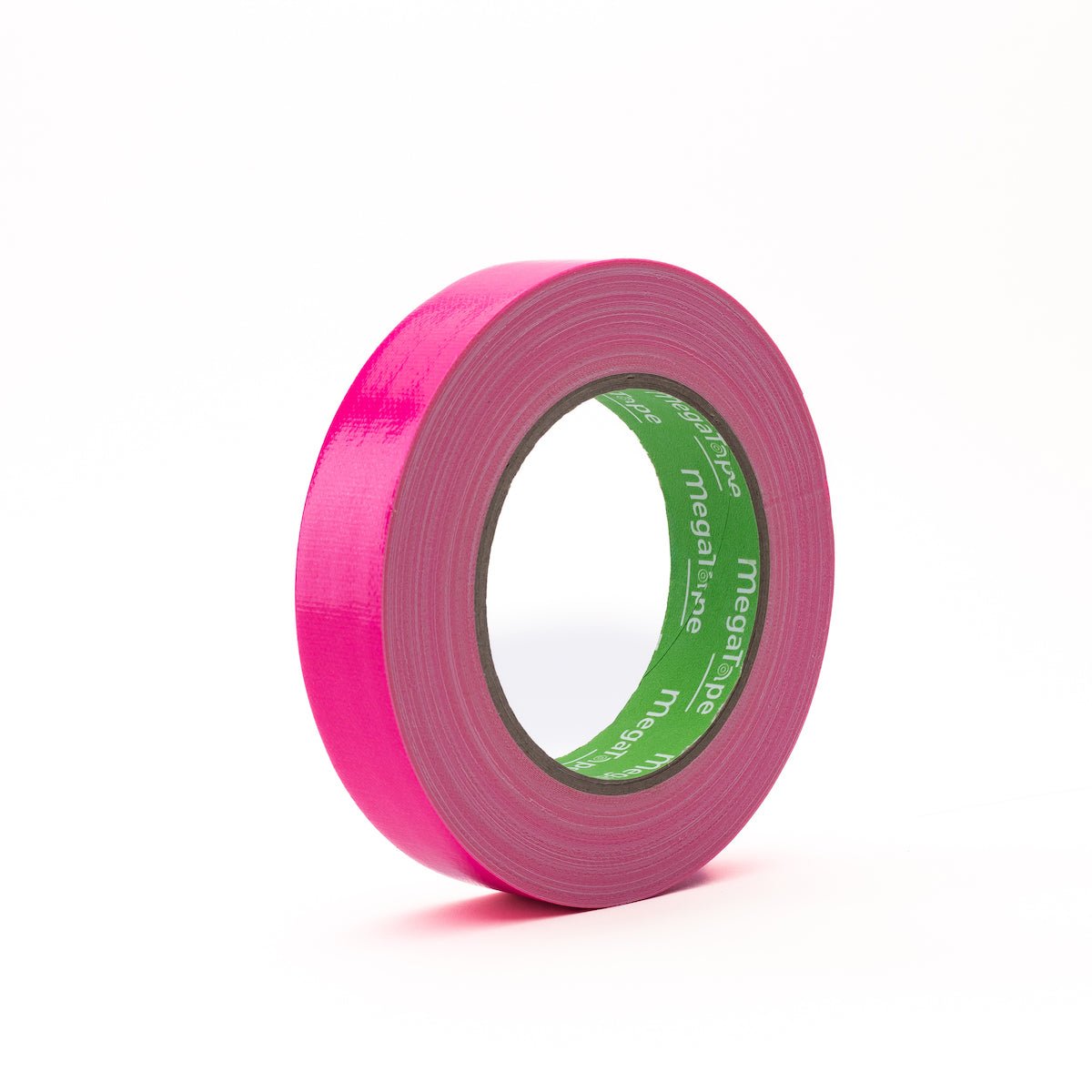 MegaTape UT70 fluor gaffa tape rose 25 mm – rol tape met groene MegaTape-kern, staand